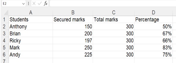 excel percentage formula - 1